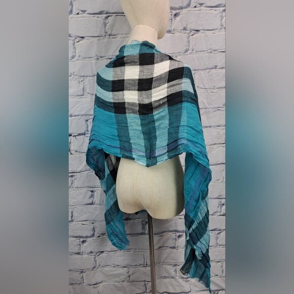 Burberry Women's Scarf Nova Check Linen Cotton 72" x 18" - Picture 7 of 12